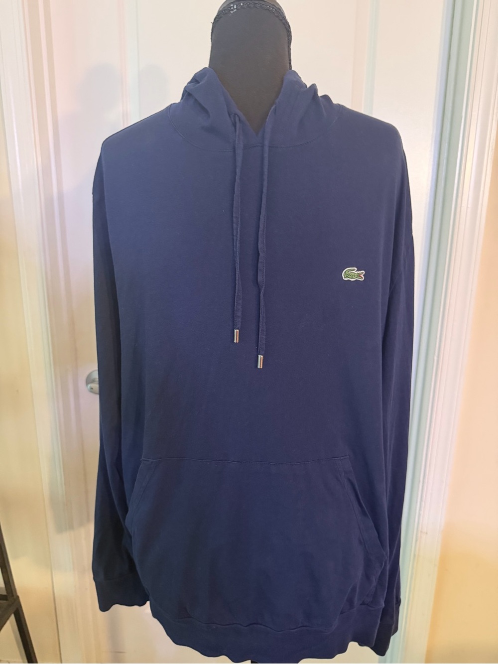 Lacoste Men's Navy Long-Sleeve Hoodie with Embroidered Crocodile